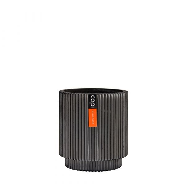 Vaso cylinder groove anthracite 23x25 cm.