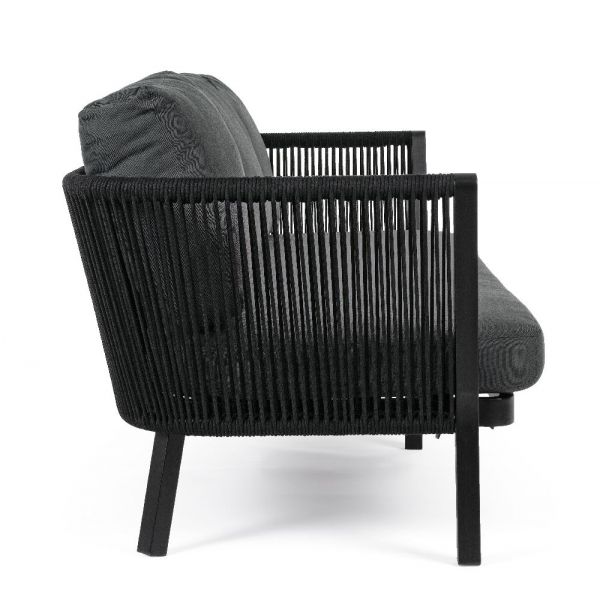 Makatea Salotto da esterno Nero | Tavolino + divanetto+ 2 poltroncine