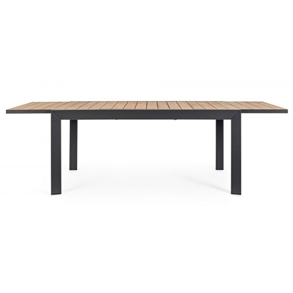 Tavolo Belmar allungabile 160/240X100 legno e antracite + 4 sedie Set pranzo da esterno