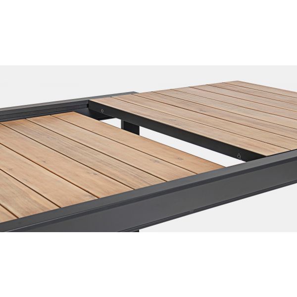 Tavolo Belmar allungabile 160/240X100 legno e antracite + 4 sedie Set pranzo da esterno