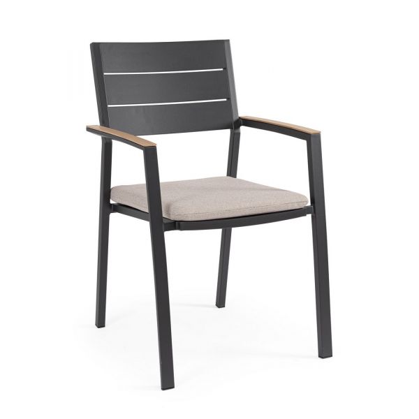 Tavolo Belmar allungabile 160/240X100 legno e antracite + 4 sedie Set pranzo da esterno