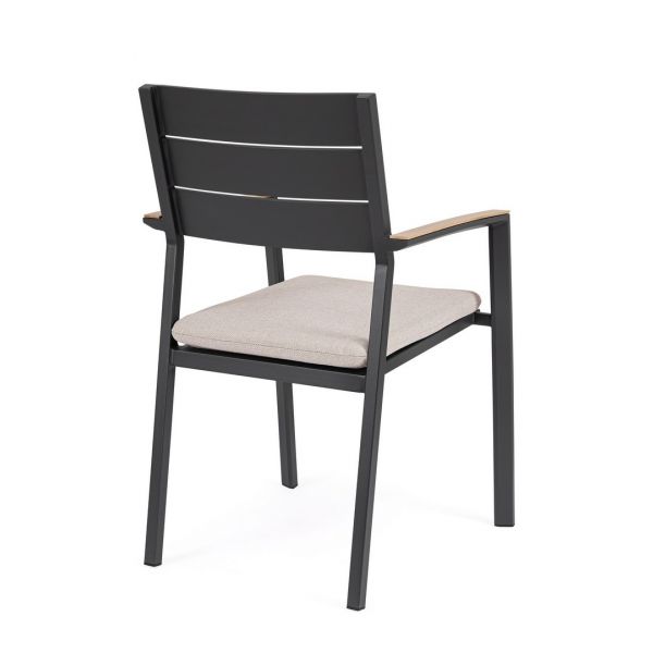 Tavolo Belmar allungabile 160/240X100 legno e antracite + 4 sedie Set pranzo da esterno