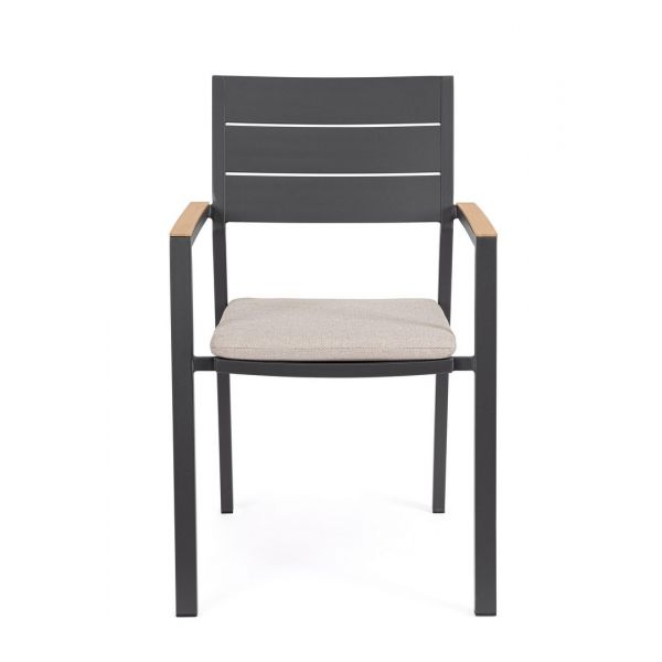 Tavolo Belmar allungabile 160/240X100 legno e antracite + 4 sedie Set pranzo da esterno