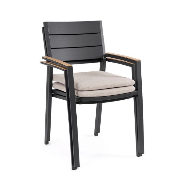 Tavolo Belmar allungabile 160/240X100 legno e antracite + 4 sedie Set pranzo da esterno