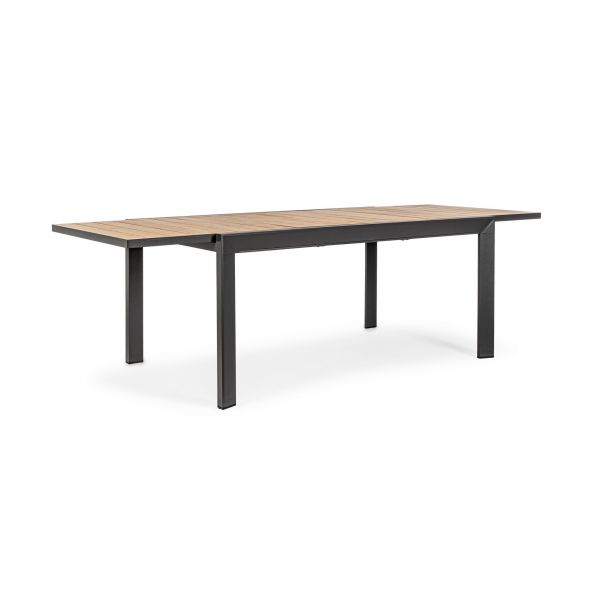 Tavolo Belmar allungabile 160/240X100 legno e antracite + 4 sedie Set pranzo da esterno