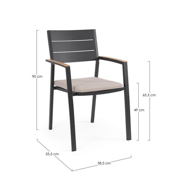 Tavolo Belmar allungabile 160/240X100 legno e antracite + 4 sedie Set pranzo da esterno