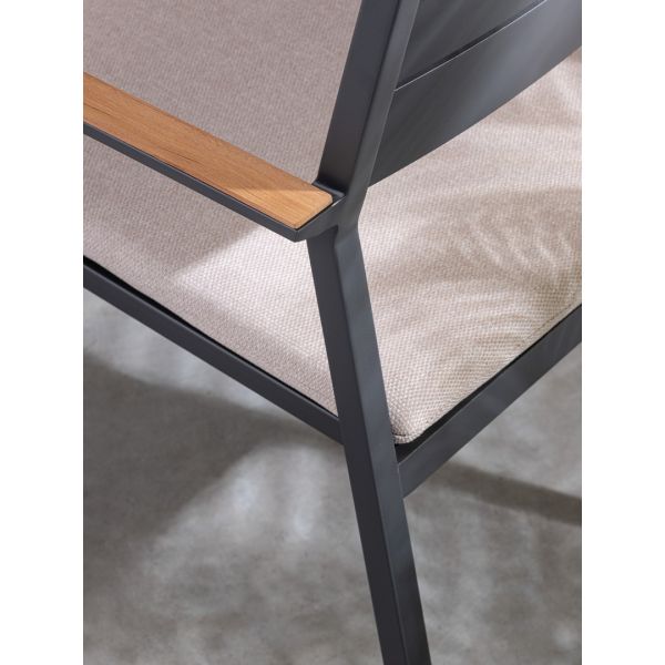 Tavolo Belmar allungabile 160/240X100 legno e antracite + 4 sedie Set pranzo da esterno