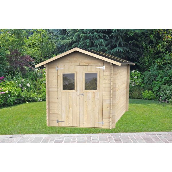 Casetta in legno roby 198x198 con porta doppia finestrata PEFC