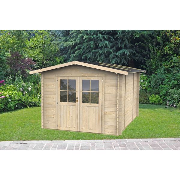 Casetta in legno Opera con porta doppia 296x249x219