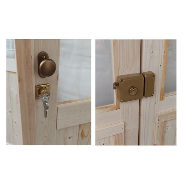 Casetta in legno Opera con porta doppia 296x249x219