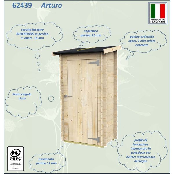 Casetta in legno arturo 94x64 con porta singola cieca