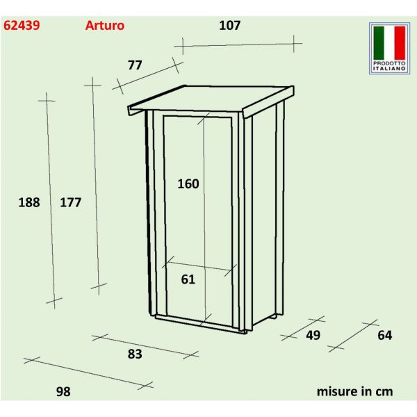 Casetta in legno arturo 94x64 con porta singola cieca