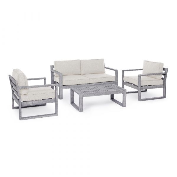 Salotto da giardino haiti set da 4 in legno