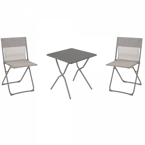 Set tavolo balcony colorblock titane 70x70 cm + 2 sedie terre