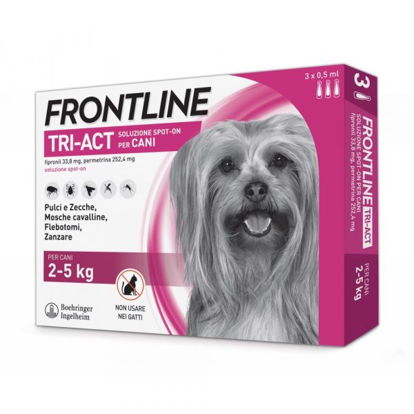 Frontline tri-act per cani 2-5kg 3 pipette