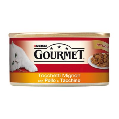 Gourmet 195 gr. tocchetti mignon con pollo e tacchino umido gatto
