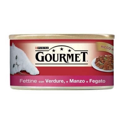 Gourmet 195 gr. fettine con manzo, fegato e verdure umido gatto