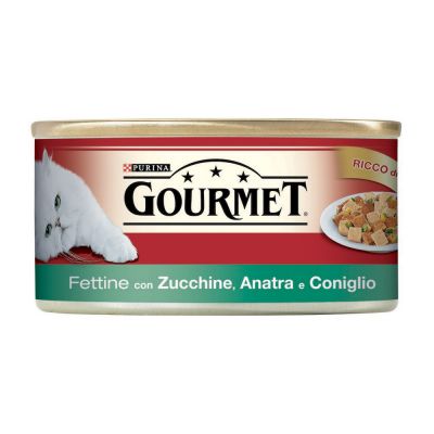 Gourmet 195 gr. fettine con coniglio, anatra e zucchine umido gatto