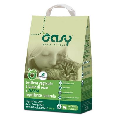 Oasy lettiera vegetale a base di orzo e repellente naturale lt. 6