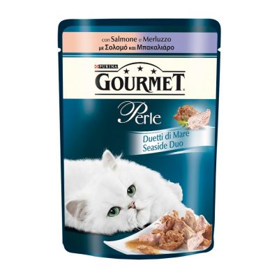 Gourmet perle duetti con salmone e merluzzo umido gatto gr. 85