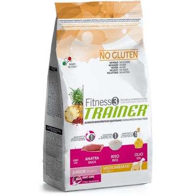 Trainer fitness 3 no gluten junior medium&maxi anatra riso olio 12,5kg