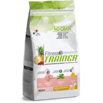 Trainer fitness 3 no grain medium&maxi maiale piselli e olio 3kg