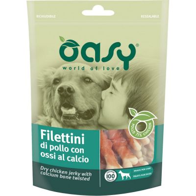 Oasy snack filettini di pollo con ossi al calcio gr. 100