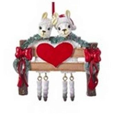 Resin family of 2 llama ornv 10cm