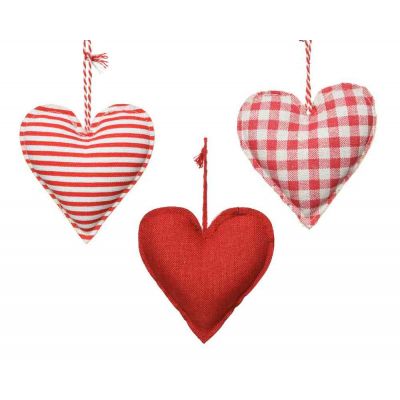 Cuore in poliestere 3 varianti red appendibili per alberi
