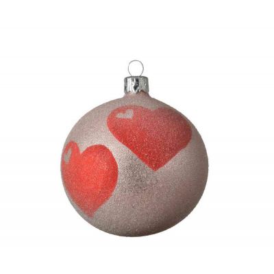 Sfera in vetro opaco red cuore Ø 8 cm 