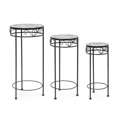Tavolino Erice tondo in ceramica e metallo M
