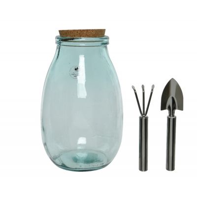 Kit Terrarium in vetro e tappoi in sughero riciclato con accessori Ø 28 cm