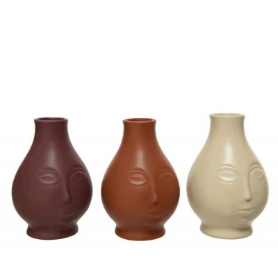 Vase porcelain face 3col ass