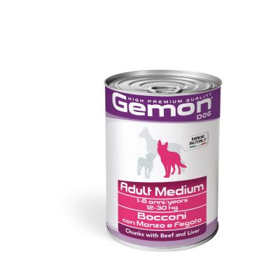 Gemon adult medium bocconi con manzo e fegato 415 gr.