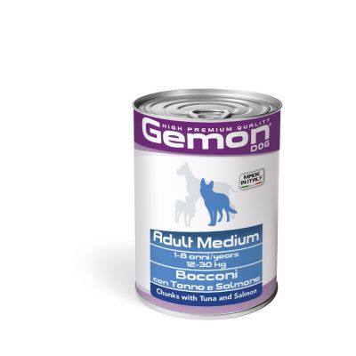 Gemon adult medium bocconi con tonno e salmone 415 gr.