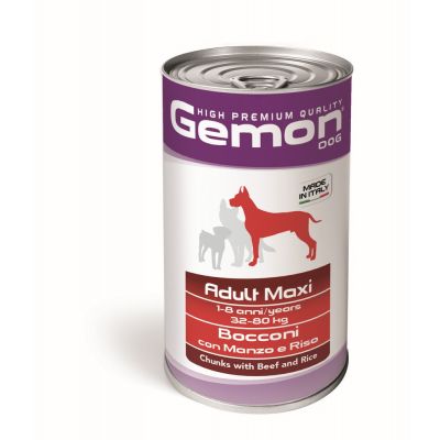 Gemon adult maxi bocconi con manzo e riso 1,25 kg.