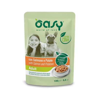 Oasy straccetti adult salmone e patate 100 gr.