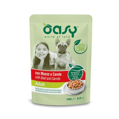 Oasy straccetti adult manzo e carote 100 gr.