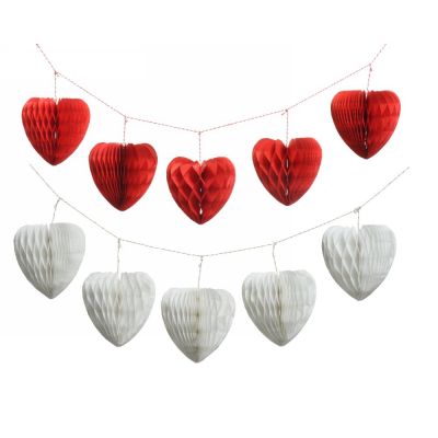 Garland paper heart 5 pap red