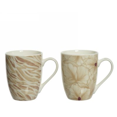 Mug porcelain poppy beige