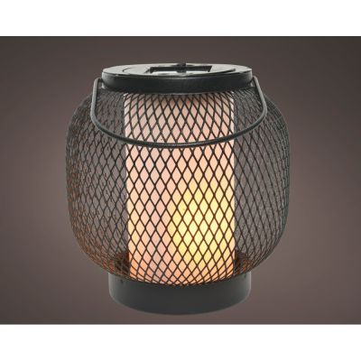Solar lantern metal fire blac