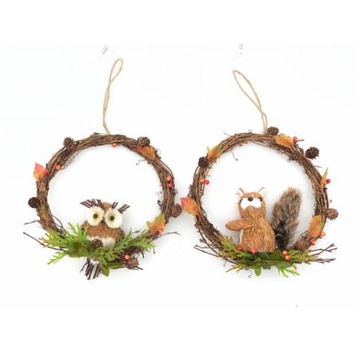 2 style owl/squirrel in wreath