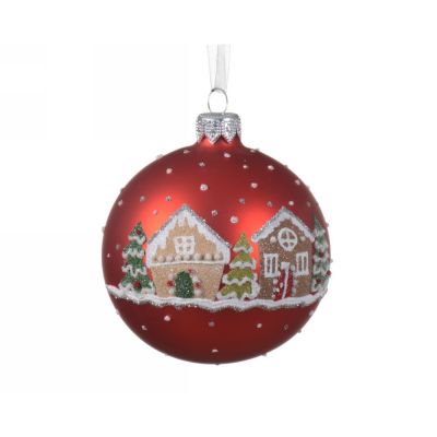 Pallina in vetro houses ? 8cm christmas red