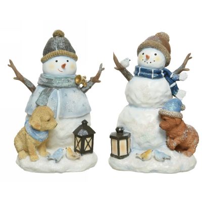 Snowman in resina 15,5 cm bianco 