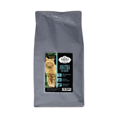 Cibo secco per gatto adulto sterilizzato all'anatra e sardine 5kg.