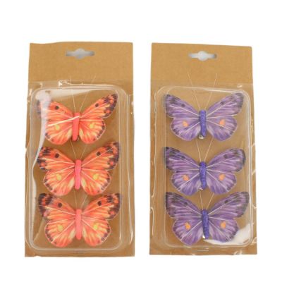 Butterfly fabric on clip 3pc