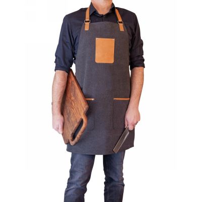 Apron canvas/leather black/tan