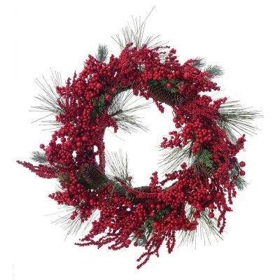 Corona con Pigne e Bacche rosse 45cm