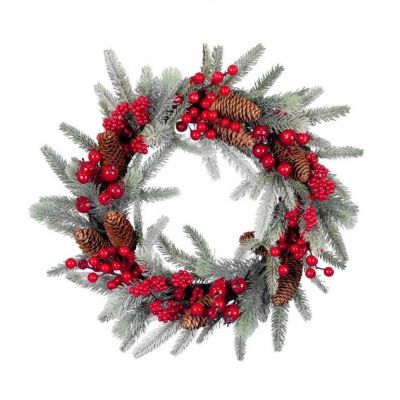 Corona con pigne e bacche  rosse diametro cm. 45
