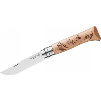 Coltello n°8 inox - sciatore manico inciso